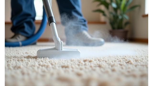 Steam cleaning a plush carpet